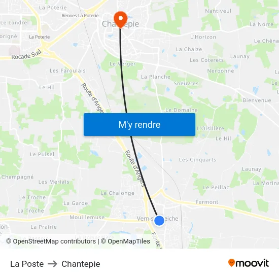La Poste to Chantepie map