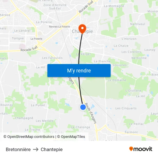 Bretonnière to Chantepie map