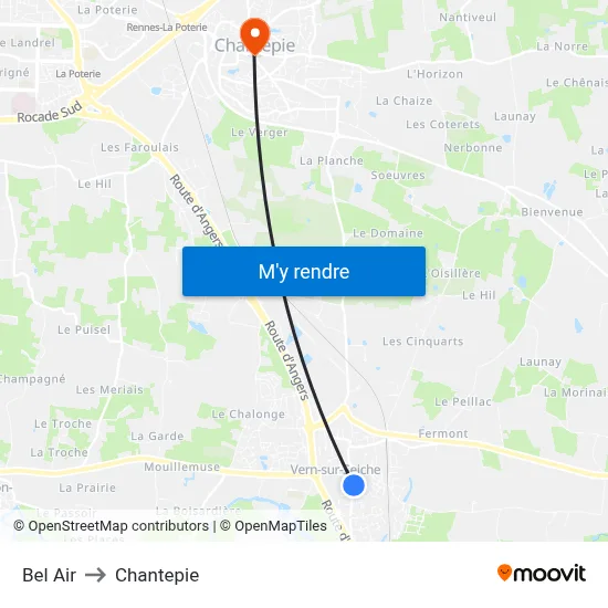 Bel Air to Chantepie map