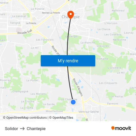 Solidor to Chantepie map