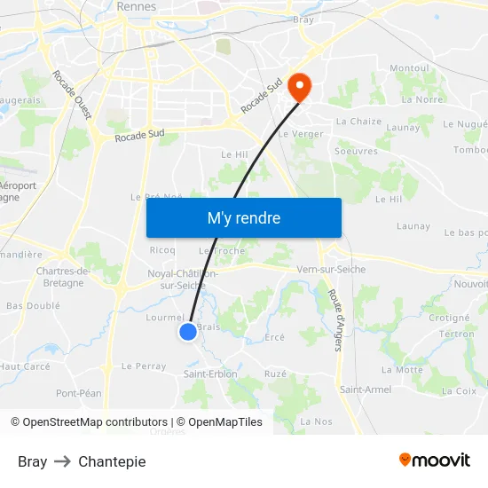 Bray to Chantepie map