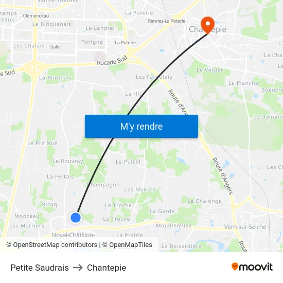 Petite Saudrais to Chantepie map