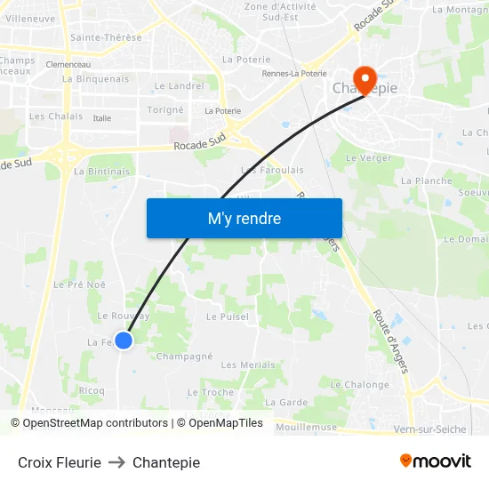 Croix Fleurie to Chantepie map
