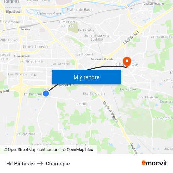 Hil-Bintinais to Chantepie map