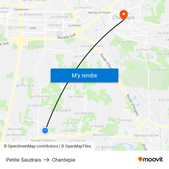Petite Saudrais to Chantepie map