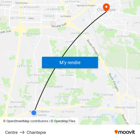 Centre to Chantepie map