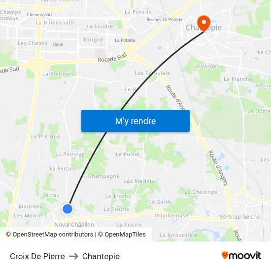 Croix De Pierre to Chantepie map