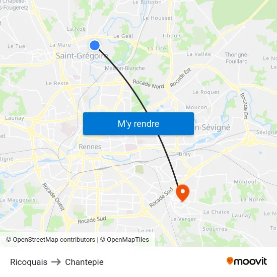 Ricoquais to Chantepie map