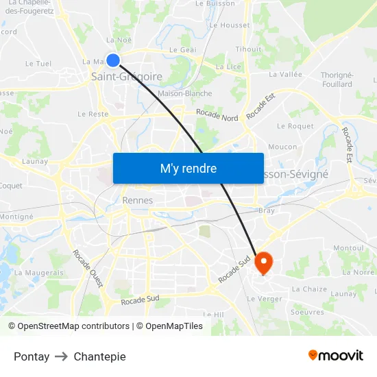 Pontay to Chantepie map