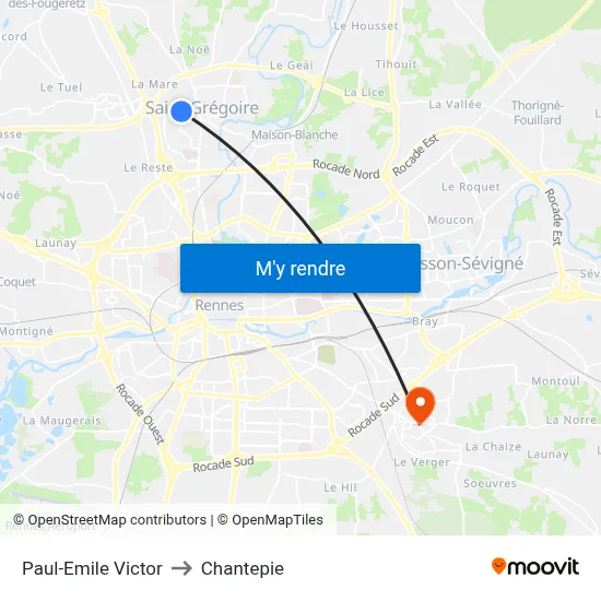 Paul-Emile Victor to Chantepie map