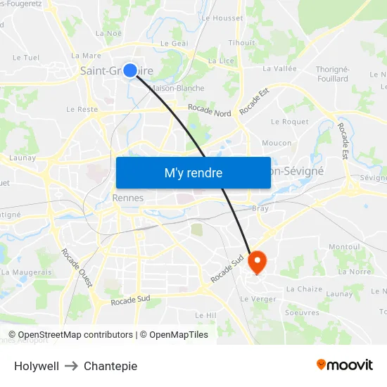 Holywell to Chantepie map