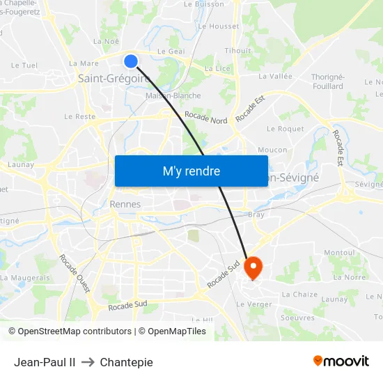 Jean-Paul II to Chantepie map