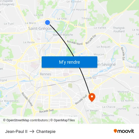 Jean-Paul II to Chantepie map