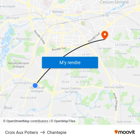 Croix Aux Potiers to Chantepie map
