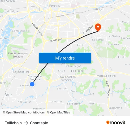 Taillebois to Chantepie map