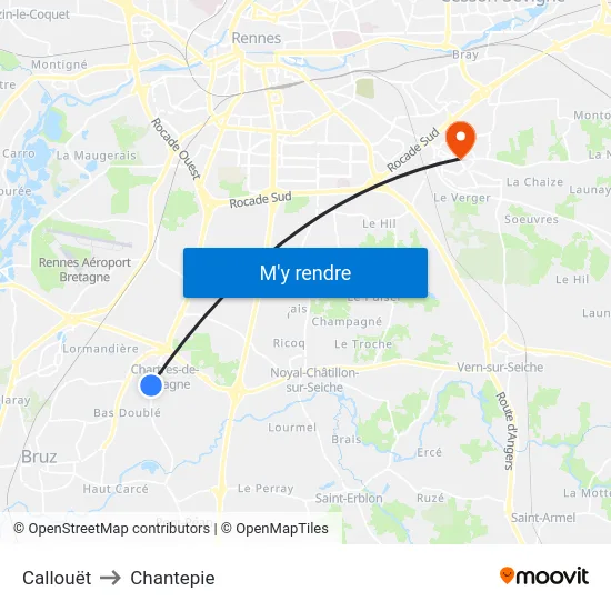 Callouët to Chantepie map