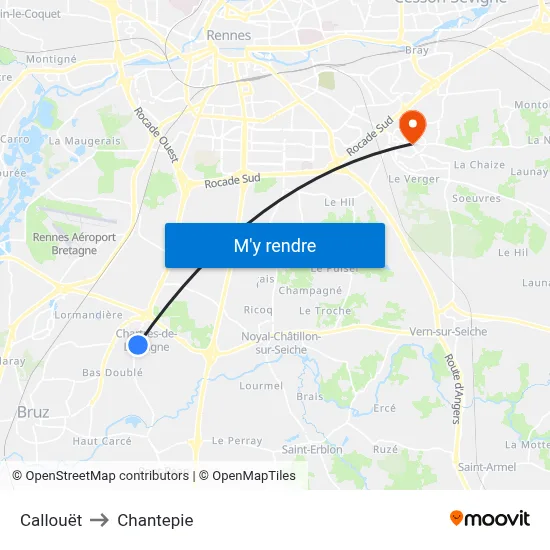 Callouët to Chantepie map