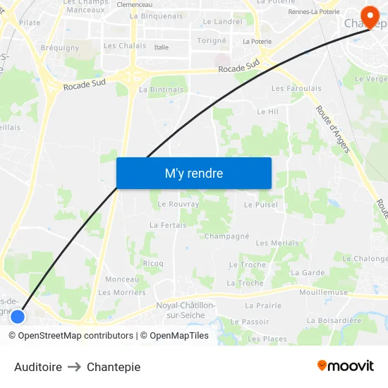 Auditoire to Chantepie map