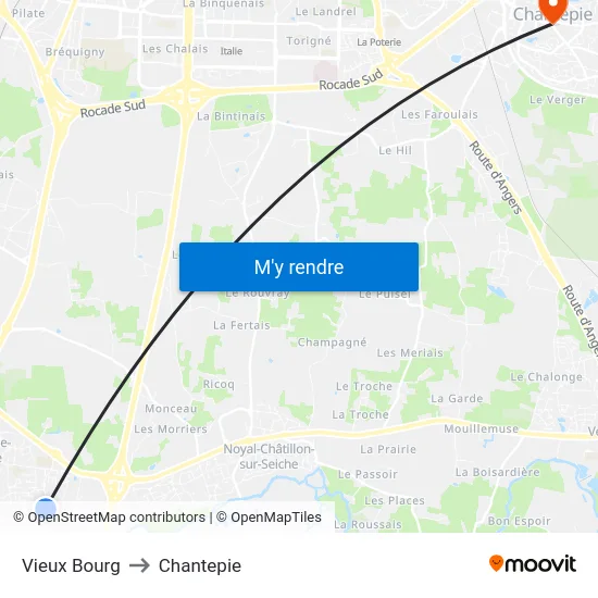Vieux Bourg to Chantepie map