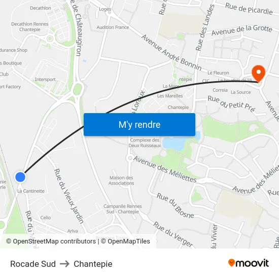 Rocade Sud to Chantepie map