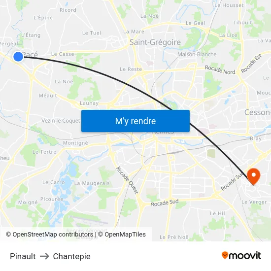 Pinault to Chantepie map