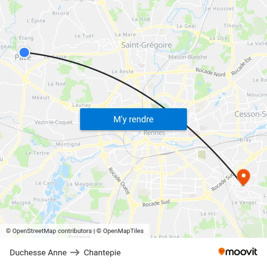 Duchesse Anne to Chantepie map