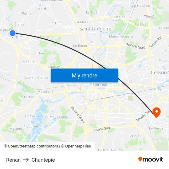 Renan to Chantepie map