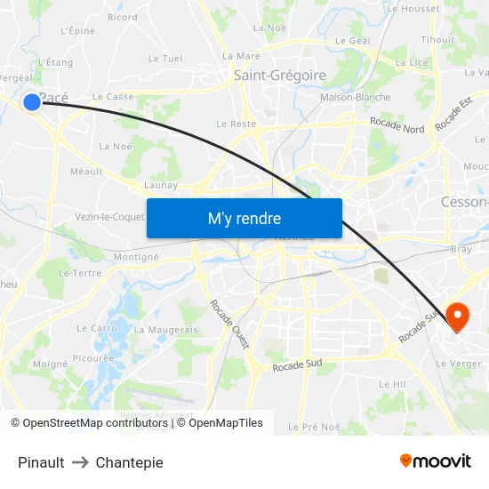 Pinault to Chantepie map