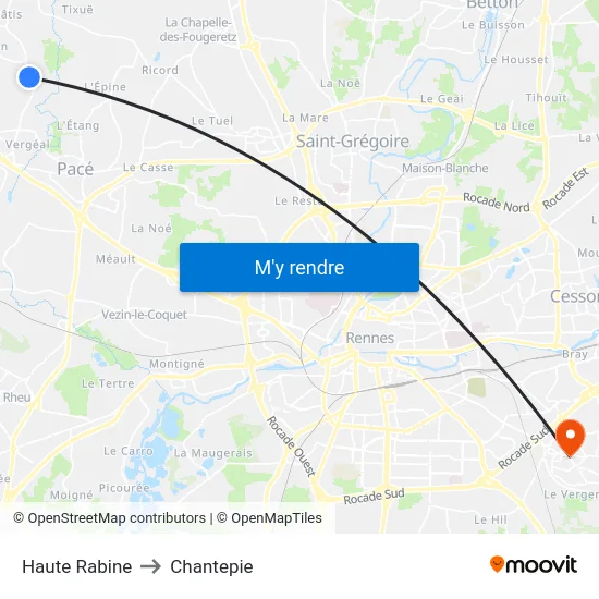 Haute Rabine to Chantepie map