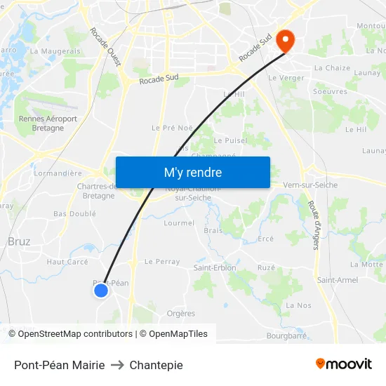 Pont-Péan Mairie to Chantepie map