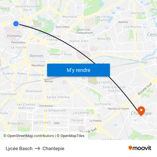 Lycée Basch to Chantepie map