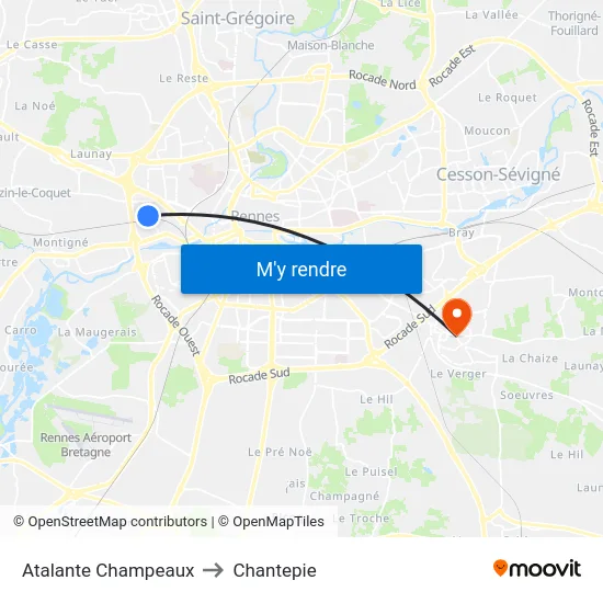 Atalante Champeaux to Chantepie map