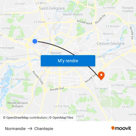 Normandie to Chantepie map