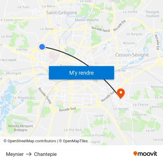 Meynier to Chantepie map