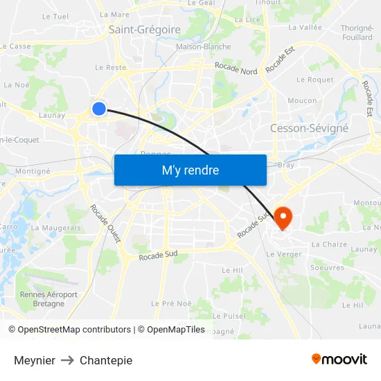Meynier to Chantepie map