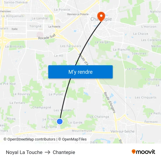 Noyal La Touche to Chantepie map