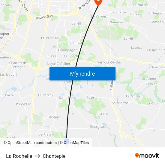 La Rochelle to Chantepie map