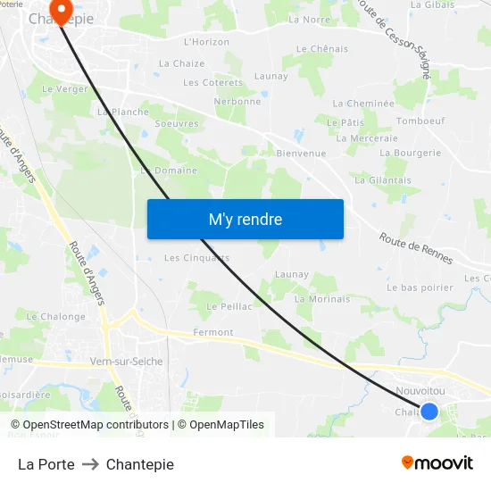 La Porte to Chantepie map