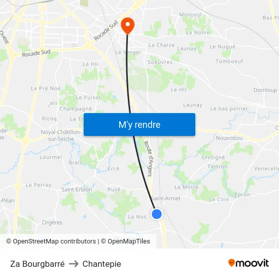 Za Bourgbarré to Chantepie map