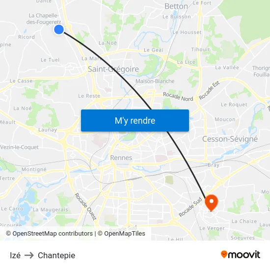 Izé to Chantepie map