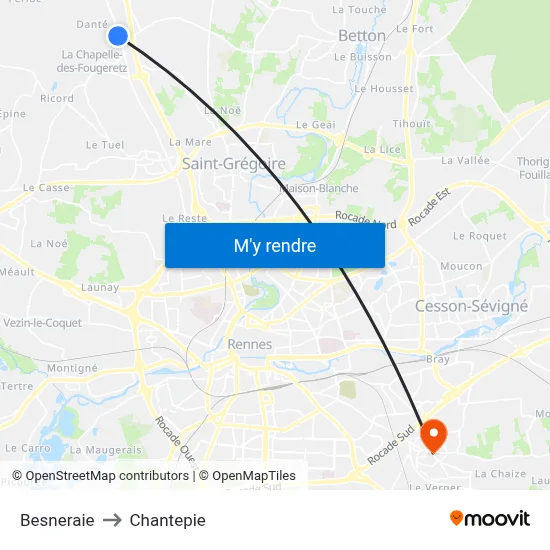 Besneraie to Chantepie map