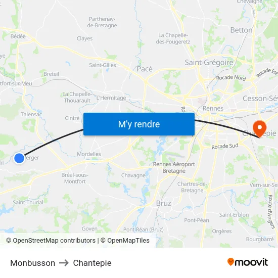 Monbusson to Chantepie map
