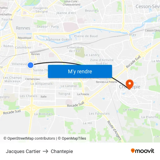 Jacques Cartier to Chantepie map