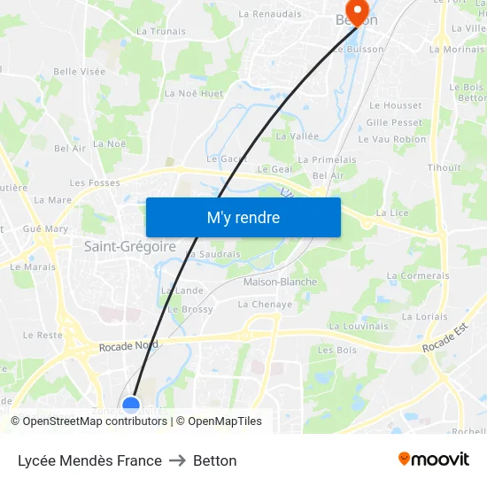 Lycée Mendès France to Betton map