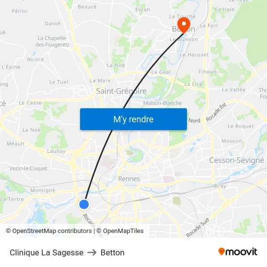 Clinique La Sagesse to Betton map