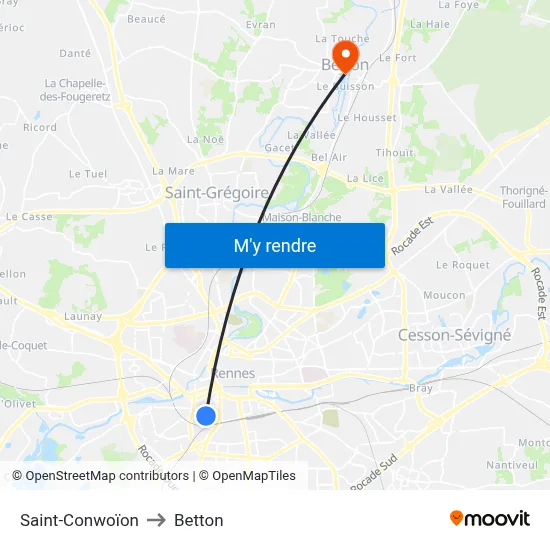 Saint-Conwoïon to Betton map