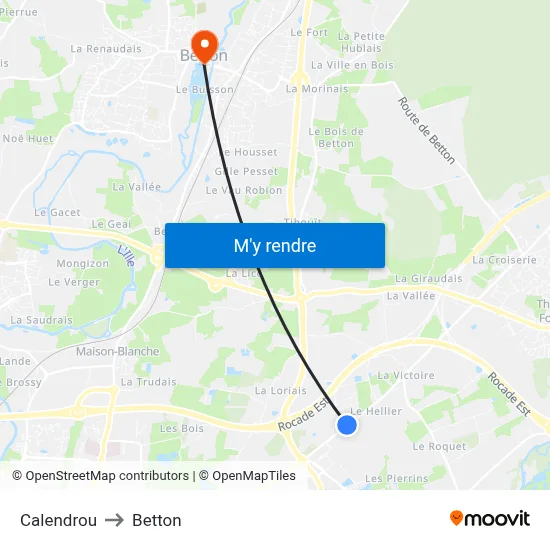 Calendrou to Betton map