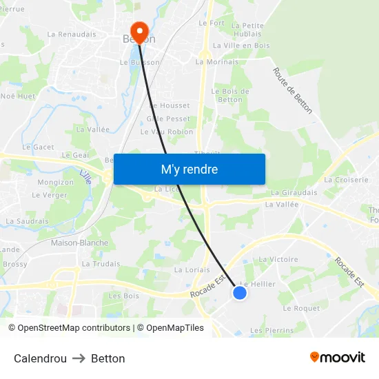 Calendrou to Betton map