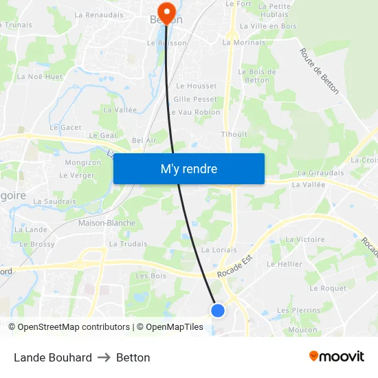 Lande Bouhard to Betton map