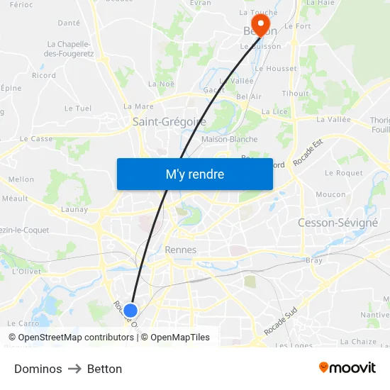 Dominos to Betton map